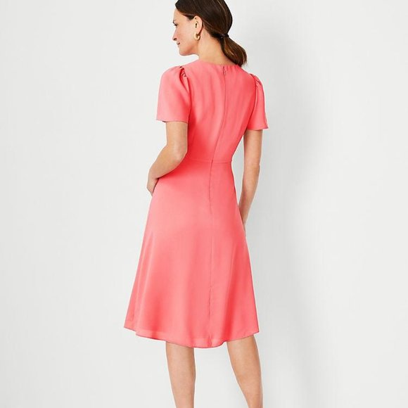 NWT Ann Taylor Flutter Sleeve Flare Dress - Picture 2 of 3